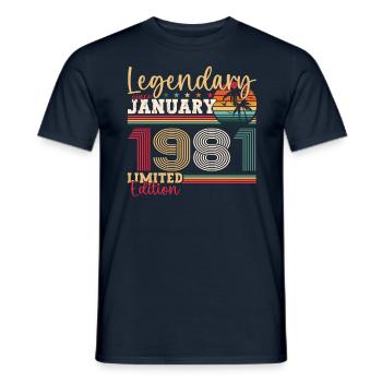 42e anniversaire né en 1981 janvier cadeau homme - T-shirt homme - marine - Devant - AI Model Male 178 light (178cm)