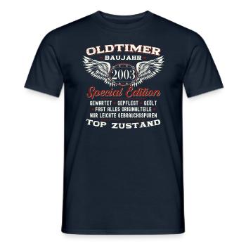 20. Geburtstag Oldtimer Jahrgang 2003 Geschenk - Männer T-Shirt - Navy - Vorne - AI Model Male 178 light (178cm)