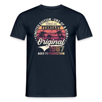 Février né 1987 36ème anniversaire cadeau homme - T-shirt homme - marine - Devant - AI Model Male 178 light (178cm)