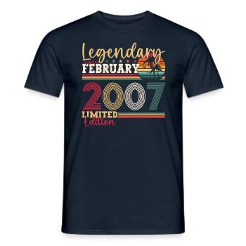 Year 2007 February 16th birthday Gift man - Men's T-Shirt - navy - Front - AI Model Male 178 light (178cm)