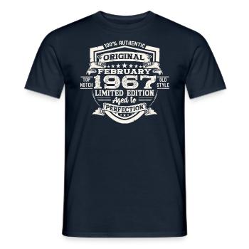 February born 1967 56th birthday gift man - Men's T-Shirt - navy - Front - AI Model Male 178 light (178cm)