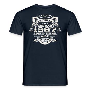 Février né 1987 36ème anniversaire cadeau homme - T-shirt homme - marine - Devant - AI Model Male 178 light (178cm)