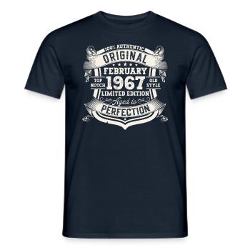 February born 1967 56th birthday gift man - Men's T-Shirt - navy - Front - AI Model Male 178 light (178cm)