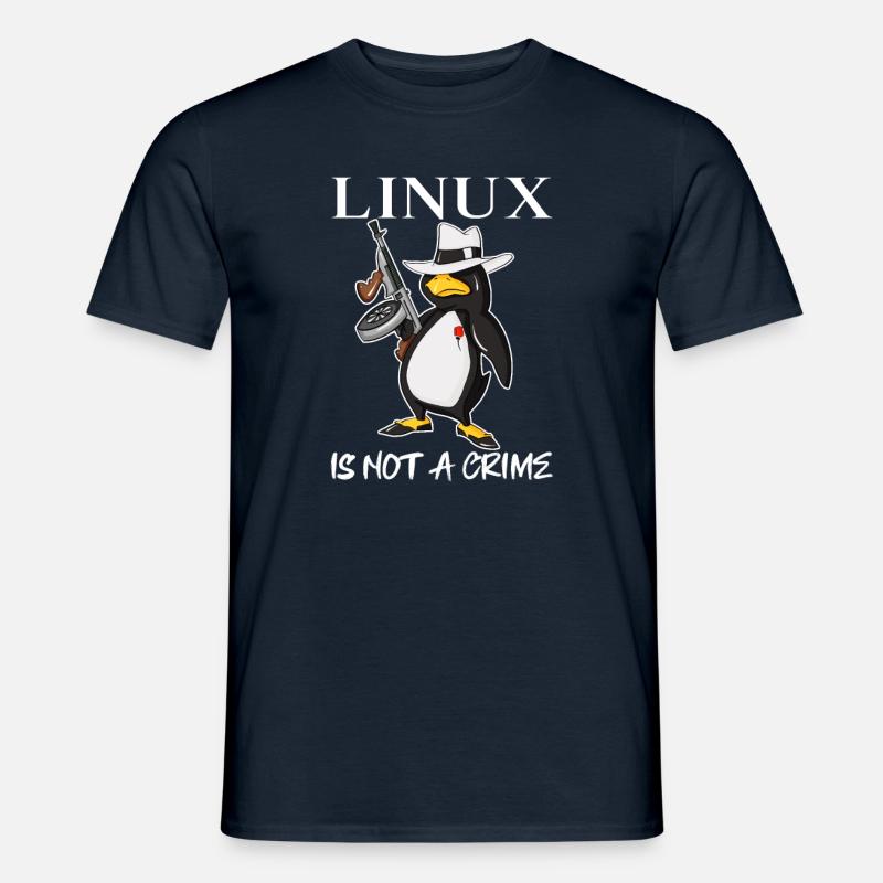 Linux is Not A Crime Tux Linux Penguin Gangster - Männer T-Shirt - Navy