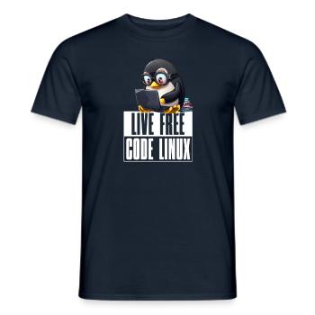 Live Free Code Linux Nerd Tux Nerdy Penguin Coding - Männer T-Shirt - Navy - Vorne - AI Model Male 178 light (178cm)