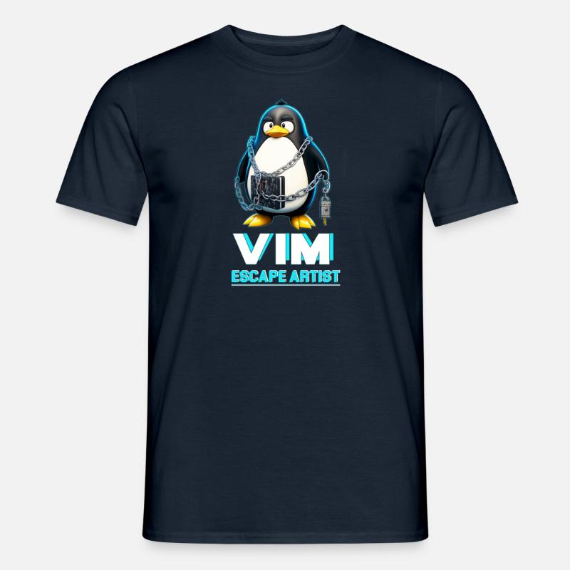 Funny for Linux Admins VIM Escape Artist Tux - Männer T-Shirt - Navy