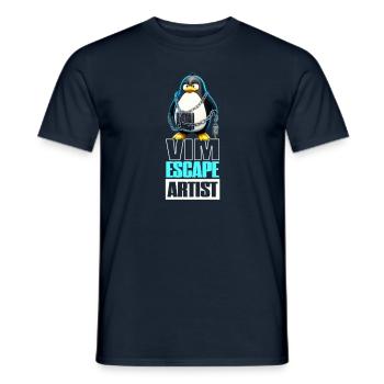 Linux Humor VIM Escape Artist Tux the Penguin - Männer T-Shirt - Navy - Vorne - AI Model Male 178 light (178cm)