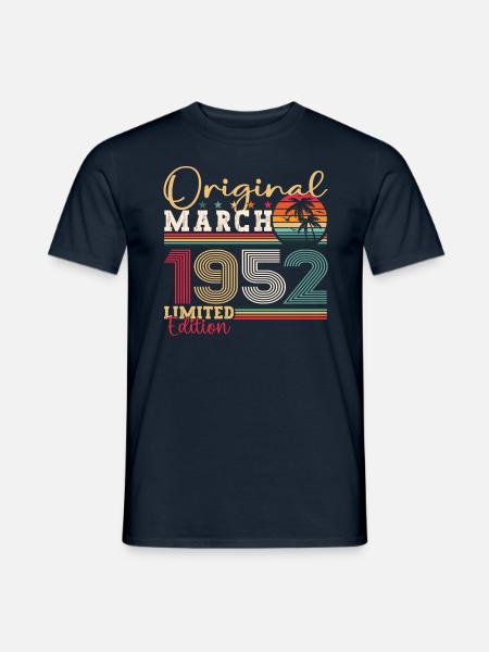 71. Geburtstag Mann Original März Jahrgang 1952 - Männer T-Shirt - Navy