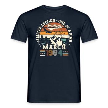 39th birthday Mann Original March Born 1984 - Men's T-Shirt - navy - Front - AI Model Male 178 light (178cm)
