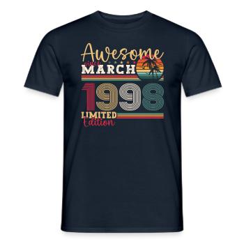 25th birthday Mann Awesome March born 1998 - Men's T-Shirt - navy - Front - AI Model Male 178 light (178cm)