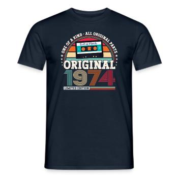 49th birthday man March Born 1974 Cassette - Men's T-Shirt - navy - Front - AI Model Male 178 light (178cm)