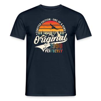 25th birthday Mann Original April Born 1998 - Men's T-Shirt - navy - Front - AI Model Male 178 light (178cm)