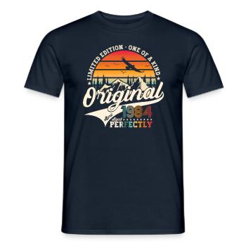 39th birthday Mann Original April Born 1984 - Men's T-Shirt - navy - Front - AI Model Male 178 light (178cm)