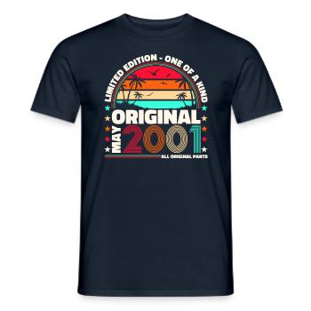 22. Geburtstag Mann April Jahrgang 2001 Kassette - Männer T-Shirt - Navy - Vorne - AI Model Male 178 light (178cm)
