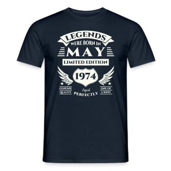 49th Birthday Man Legendary May Born 1974 - Men's T-Shirt - navy - Front - AI Model Male 178 light (178cm)