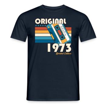 50 Birthday Man Woman Cassette Mai 1973 - T-shirt homme - marine - Devant - AI Model Male 178 light (178cm)