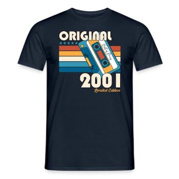 22 Birthday Man Woman Cassette May Vintage 2001 - T-shirt homme - marine - Devant - AI Model Male 178 light (178cm)