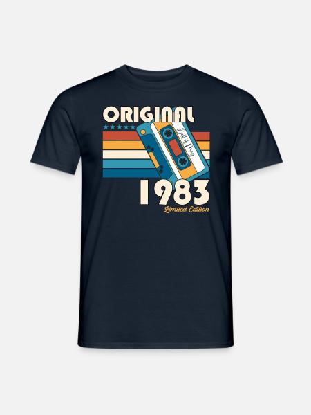 40 Geburtstag Mann Frau Kassette May Jahrgang 1983 - T-shirt herr - marinblå
