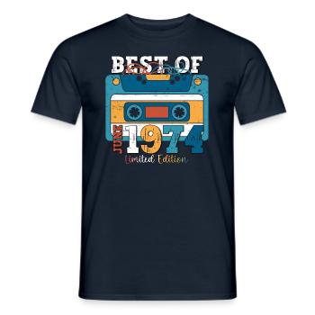 49 Birthday Man Cassette June Year 1974 - Men's T-Shirt - navy - Front - AI Model Male 178 light (178cm)