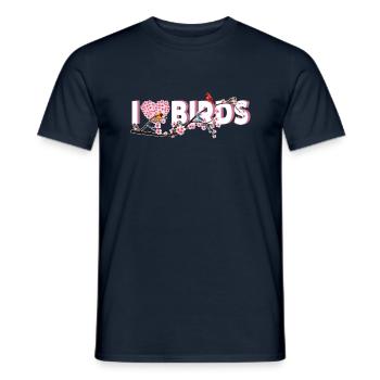Express Love for Birds: Bird on a Branch for - Männer T-Shirt - Navy - Vorne - AI Model Male 178 light (178cm)