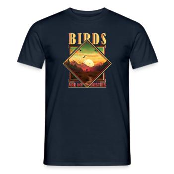 Birds Are My Besties: Retro for Bird-Watching - Männer T-Shirt - Navy - Vorne - AI Model Male 178 light (178cm)