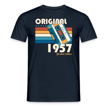 66. Geburtstag Mann Juni Jahrgang 1957 Kassette - Männer T-Shirt - Navy - Vorne - AI Model Male 178 light (178cm)