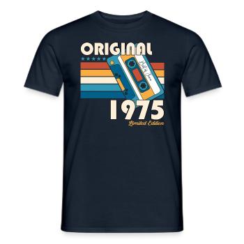 48th Birthday Man June Vintage 1975 Cassette - Men's T-Shirt - navy - Front - AI Model Male 178 light (178cm)