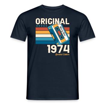 49th Birthday Man June Vintage 1974 Cassette - Men's T-Shirt - navy - Front - AI Model Male 178 light (178cm)