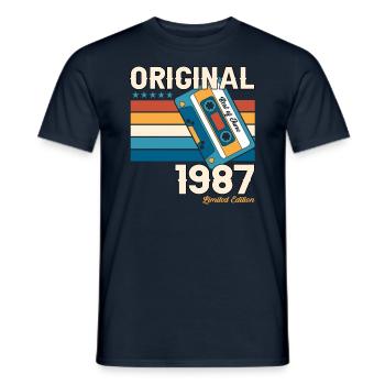 36ème Anniversaire Homme Juin Vintage 1987 Cassette - T-shirt homme - marine - Devant - AI Model Male 178 light (178cm)