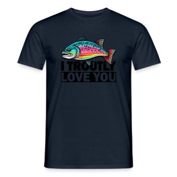 I Troutly Love Trout Fishing - Retro Fly Fishing - Männer T-Shirt - Navy - Vorne - AI Model Male 178 light (178cm)