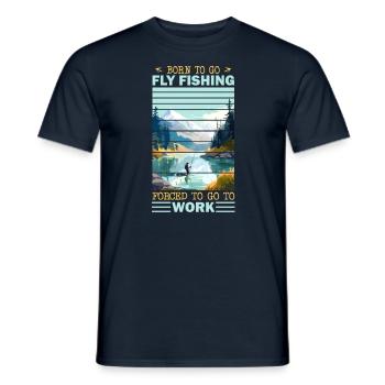 Fly Fisherman in Clear Mountain Lake Outdoor - Männer T-Shirt - Navy - Vorne - AI Model Male 178 light (178cm)