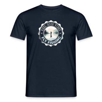 Fly Fishing Reel Good Vibes in Ice Cold Mountain - Männer T-Shirt - Navy - Vorne - AI Model Male 178 light (178cm)