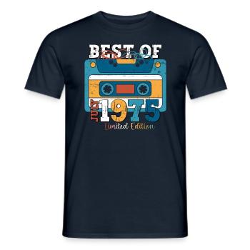48th Birthday Man July Vintage 1975 Cassette - Men's T-Shirt - navy - Front - AI Model Male 178 light (178cm)