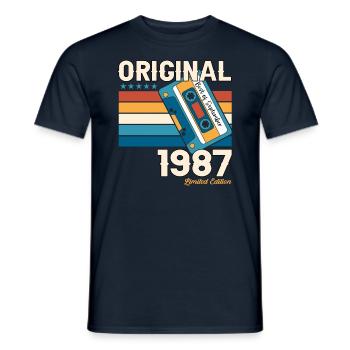 36e anniversaire septembre millésime 1987 cassette - T-shirt homme - marine - Devant - AI Model Male 178 light (178cm)