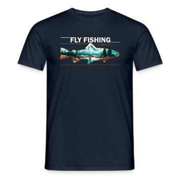 Fliegenfischen in Colorado Riverside Angler & - Männer T-Shirt - Navy - Vorne - AI Model Male 178 light (178cm)