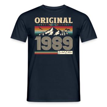 35th Birthday Husband Original March Vintage 1989 - Men's T-Shirt - navy - Front - AI Model Male 178 light (178cm)