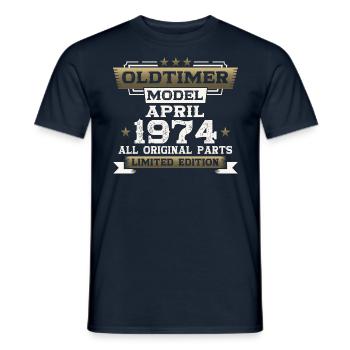 50th Birthday Man Vintage April Vintage 1974 - Men's T-Shirt - navy - Front - AI Model Male 178 light (178cm)