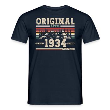 90e anniversaireHomme Original Avril Vintage 1934 - T-shirt homme - marine - Devant - AI Model Male 178 light (178cm)