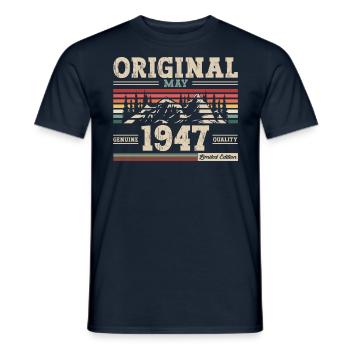 Original mai 1947 Vintage 1947 anniversaire 1947 - T-shirt homme - marine - Devant - AI Model Male 178 light (178cm)