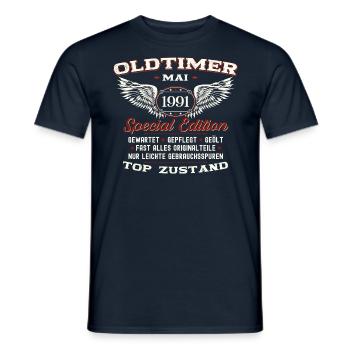 Oldtimer Mai 1991 Jahrgang 1991 Geburtstag 1991 - Männer T-Shirt - Navy - Vorne - AI Model Male 178 light (178cm)