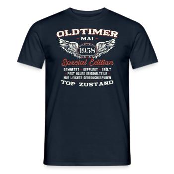 Oldtimer Mai 1958 Jahrgang 1958 Geburtstag 1958 - Männer T-Shirt - Navy - Vorne - AI Model Male 178 light (178cm)