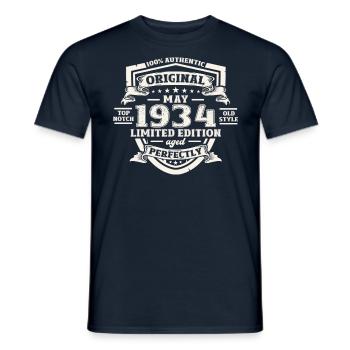 Original May 1934 Vintage 1934 Birthday 1934 - Men's T-Shirt - navy - Front - AI Model Male 178 light (178cm)
