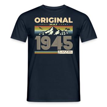 Original May 1945 Vintage 1945 Birthday 1945 - Men's T-Shirt - navy - Front - AI Model Male 178 light (178cm)