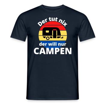 Tut nix will campen - Camping Wohnwagen Retro Sun - Männer T-Shirt - Navy - Vorne - AI Model Male 178 light (178cm)