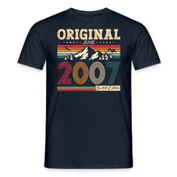 18ème anniversaire Original Juin 2007 Millésime 2007 - T-shirt homme - marine - Devant - AI Model Male 178 light (178cm)