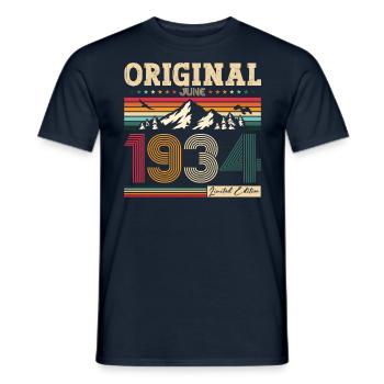 90th Birthday Original June 1934 Born 1934 - Men's T-Shirt - navy - Front - AI Model Male 178 light (178cm)
