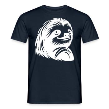 Reverent Sloth Face Portrait Silhouette - Men's T-Shirt - navy - Front - AI Model Male 178 light (178cm)