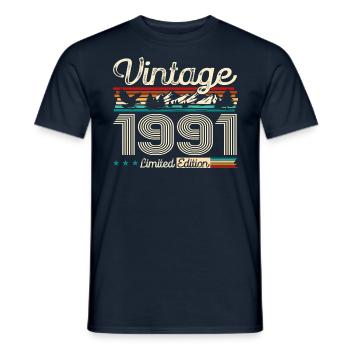 33rd Birthday Legend Vintage 1991 Vintage 91 - Men's T-Shirt - navy - Front - AI Model Male 178 light (178cm)