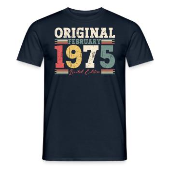50th Birthday Gift Husband Original February 1975 - Men's T-Shirt - navy - Front - AI Model Male 178 light (178cm)