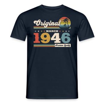 80. Geburtstag Geschenk Mann Vintage März 1946 - Männer T-Shirt - Navy - Vorne - AI Model Male 178 light (178cm)
